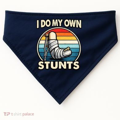 I Do My Own Stunts Broken Leg Funny Meme USA-Made Doggie Bandana