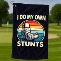 I Do My Own Stunts Broken Leg Funny Meme Golf Towel thumb 1
