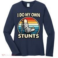 I Do My Own Stunts Broken Leg Funny Meme Women's Long Sleeve Shirt thumb 0