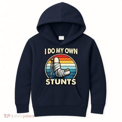I Do My Own Stunts Broken Leg Funny Meme Kids Hoodie