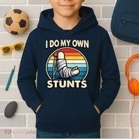 I Do My Own Stunts Broken Leg Funny Meme Kids Hoodie thumb 2