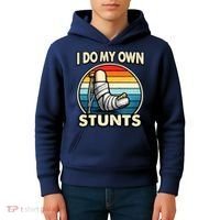I Do My Own Stunts Broken Leg Funny Meme Kids Hoodie thumb 4