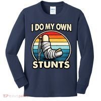 I Do My Own Stunts Broken Leg Funny Meme Kids Long Sleeve Shirt thumb 0