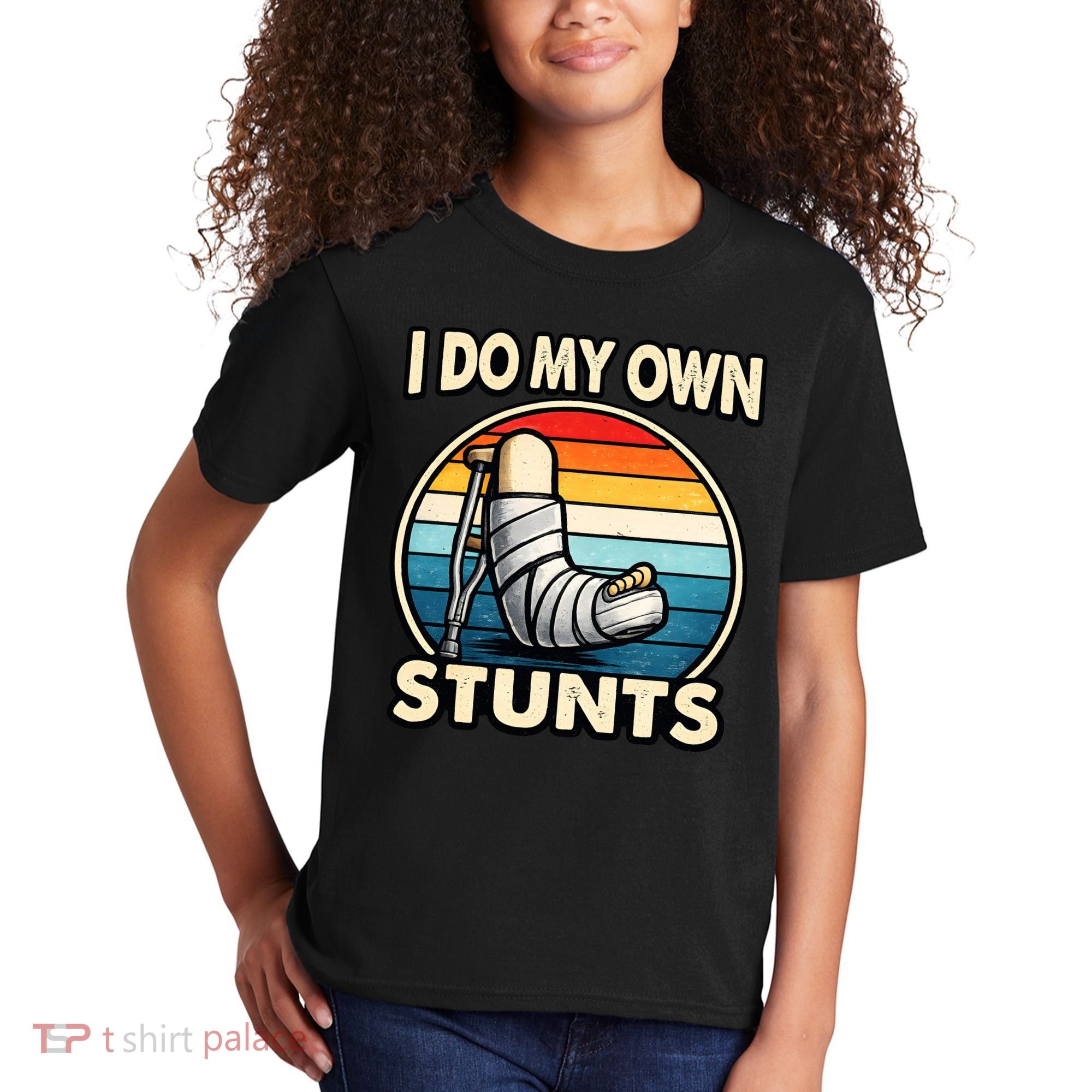 I Do My Own Stunts Broken Leg Funny Meme Kids T-Shirt