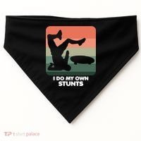 I Do My Own Stunts Funny Skateboard USA-Made Doggie Bandana thumb 0
