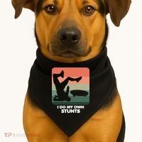 I Do My Own Stunts Funny Skateboard USA-Made Doggie Bandana thumb 1