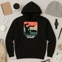 I Do My Own Stunts Funny Skateboard Hoodie thumb 3
