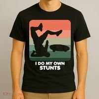 I Do My Own Stunts Funny Skateboard T-Shirt thumb 3