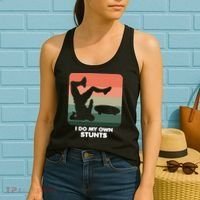 I Do My Own Stunts Funny Skateboard Women's Tank Top thumb 2