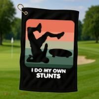 I Do My Own Stunts Funny Skateboard Golf Towel thumb 1