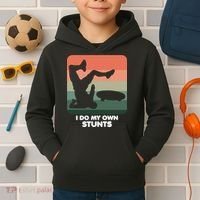 I Do My Own Stunts Funny Skateboard Kids Hoodie thumb 2