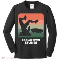 I Do My Own Stunts Funny Skateboard Kids Long Sleeve Shirt thumb 0
