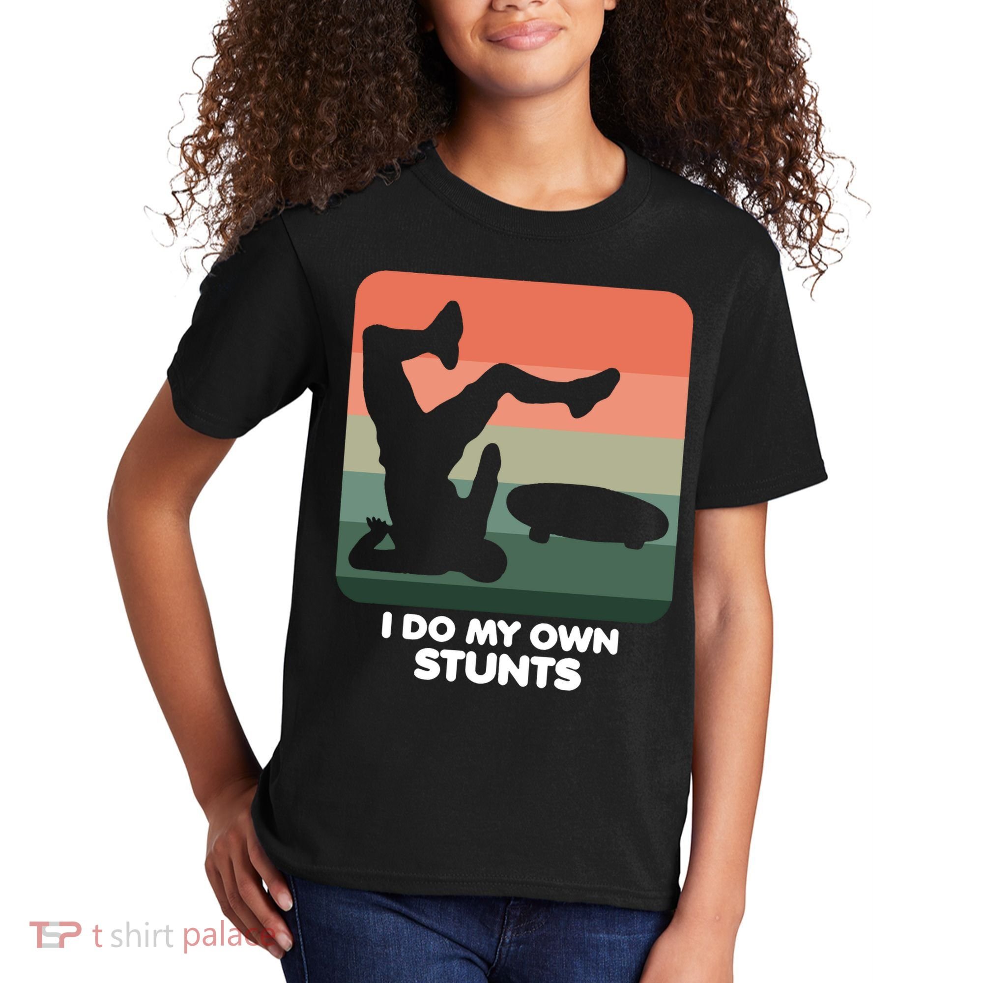 I Do My Own Stunts Funny Skateboard Kids T-Shirt