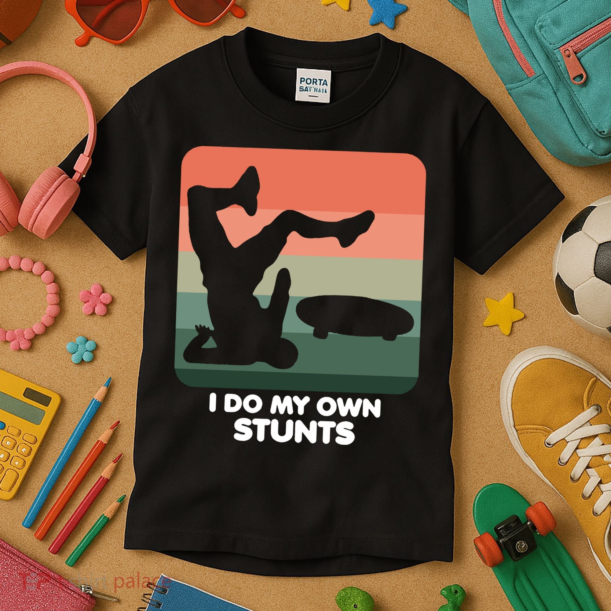 I Do My Own Stunts Funny Skateboard Kids T-Shirt