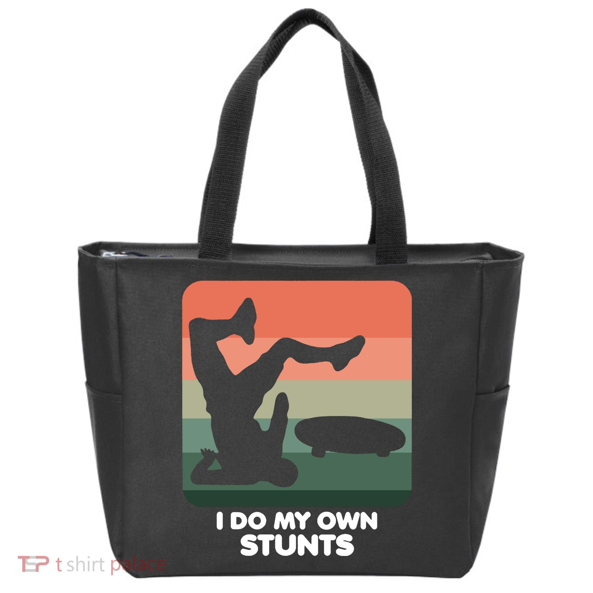 I Do My Own Stunts Funny Skateboard Tote Bag