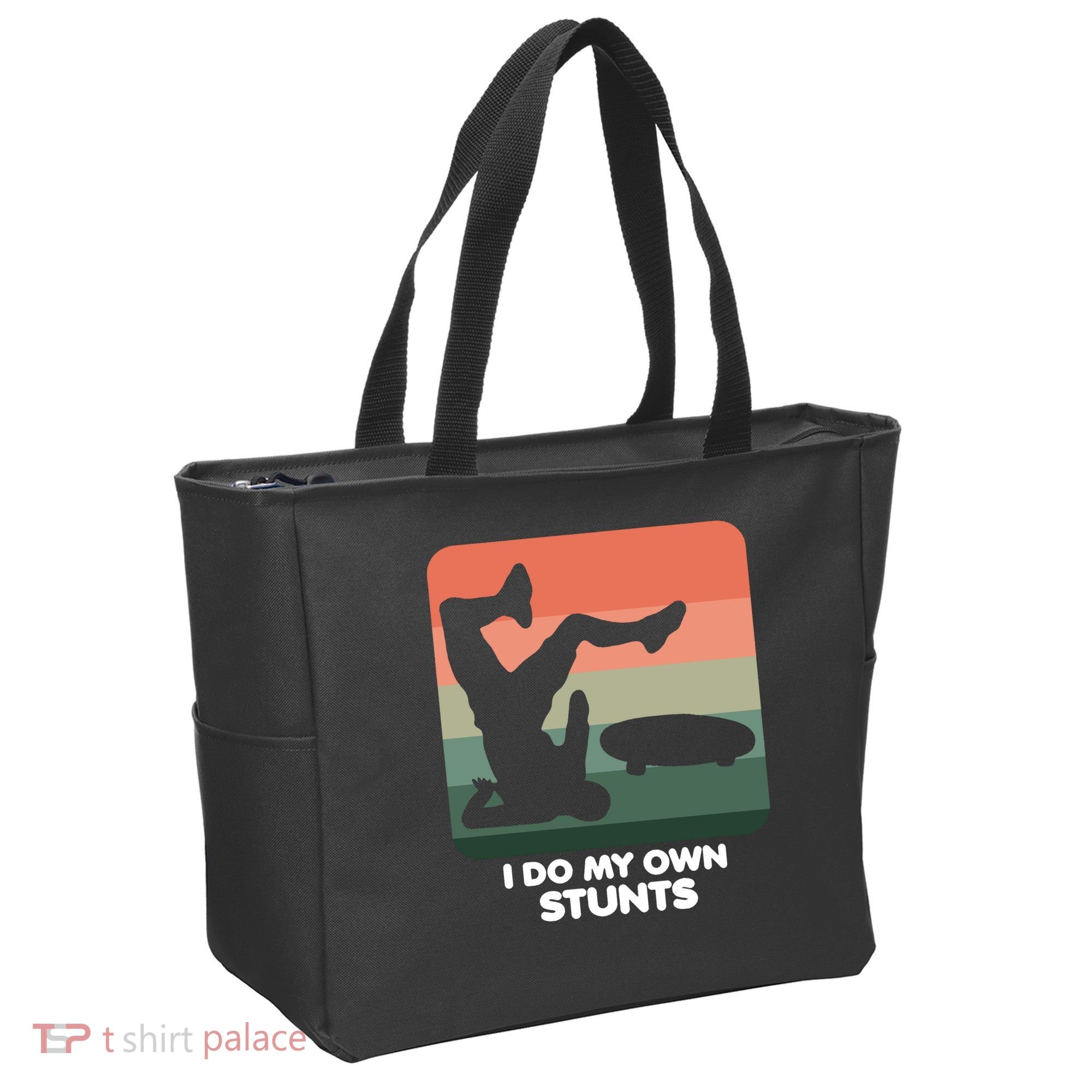 I Do My Own Stunts Funny Skateboard Tote Bag
