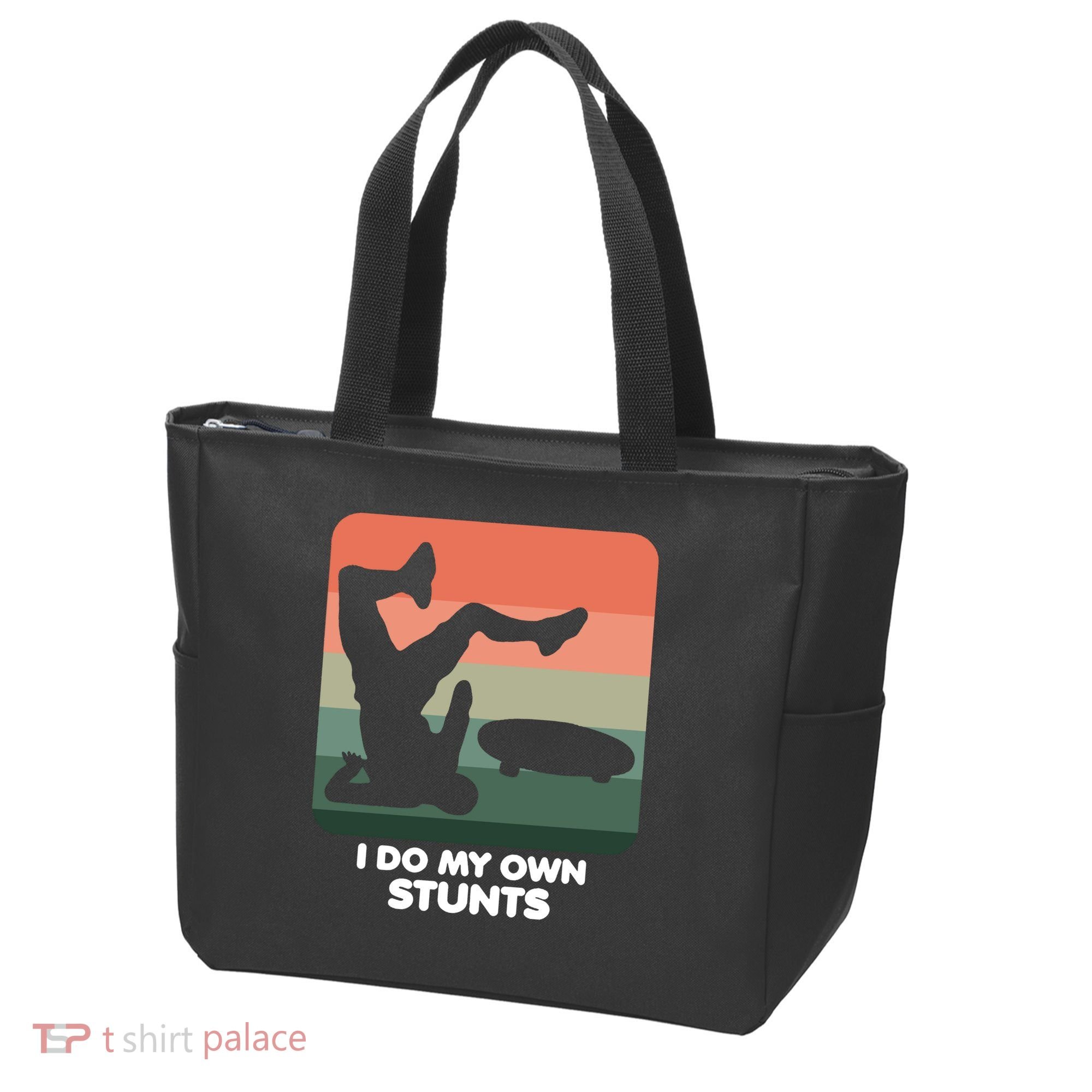 I Do My Own Stunts Funny Skateboard Tote Bag