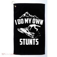 I Do My Own Stunts Snowmobile Cool Gift Golf Towel thumb 0