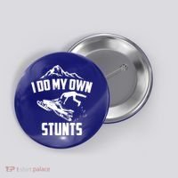 I Do My Own Stunts Snowmobile Cool Gift Button thumb 0
