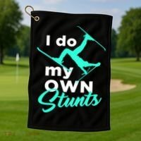 I Do My Own Stunts Jet Ski Lover Gift For Skier Golf Towel thumb 1