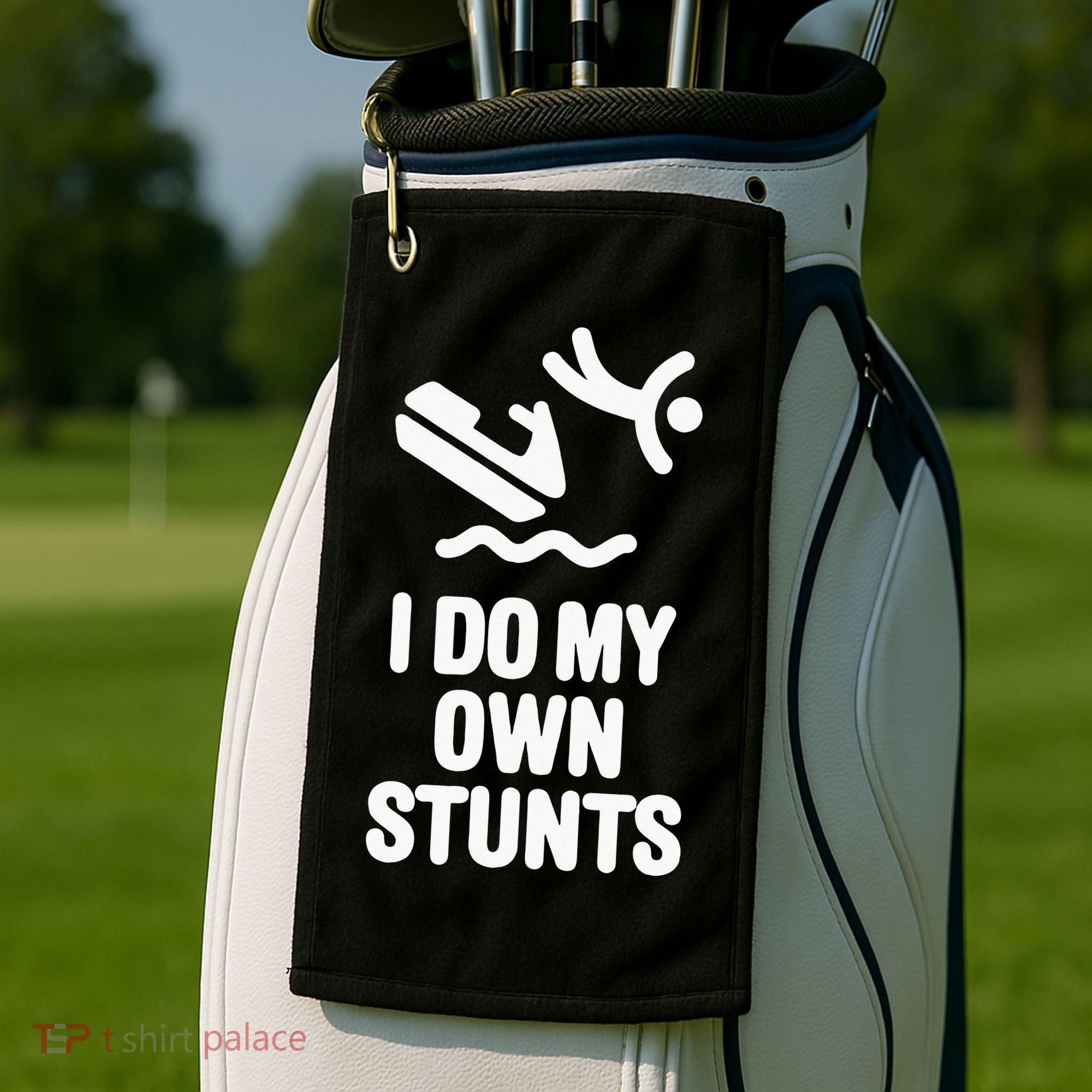 I Do My Own Stunts Jet Ski Personal Watercraft PWC Gift Golf Towel