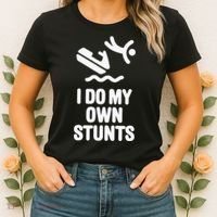 I Do My Own Stunts Jet Ski Personal Watercraft PWC Gift Women's T-Shirt thumb 2