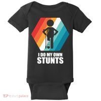 I Do My Own Stunts Funny Broken Leg Feet Injury Get Well Soon Baby Bodysuit thumb 0
