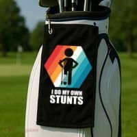 I Do My Own Stunts Funny Broken Leg Feet Injury Get Well Soon Golf Towel thumb 2