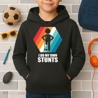 I Do My Own Stunts Funny Broken Leg Feet Injury Get Well Soon Kids Hoodie thumb 2
