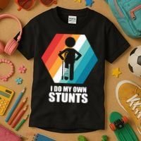 I Do My Own Stunts Funny Broken Leg Feet Injury Get Well Soon Kids T-Shirt thumb 3