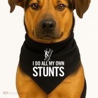 I Do My Own Stunts Ladder Fall Funny Gift USA-Made Doggie Bandana thumb 1