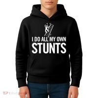 I Do My Own Stunts Ladder Fall Funny Gift Kids Hoodie thumb 4