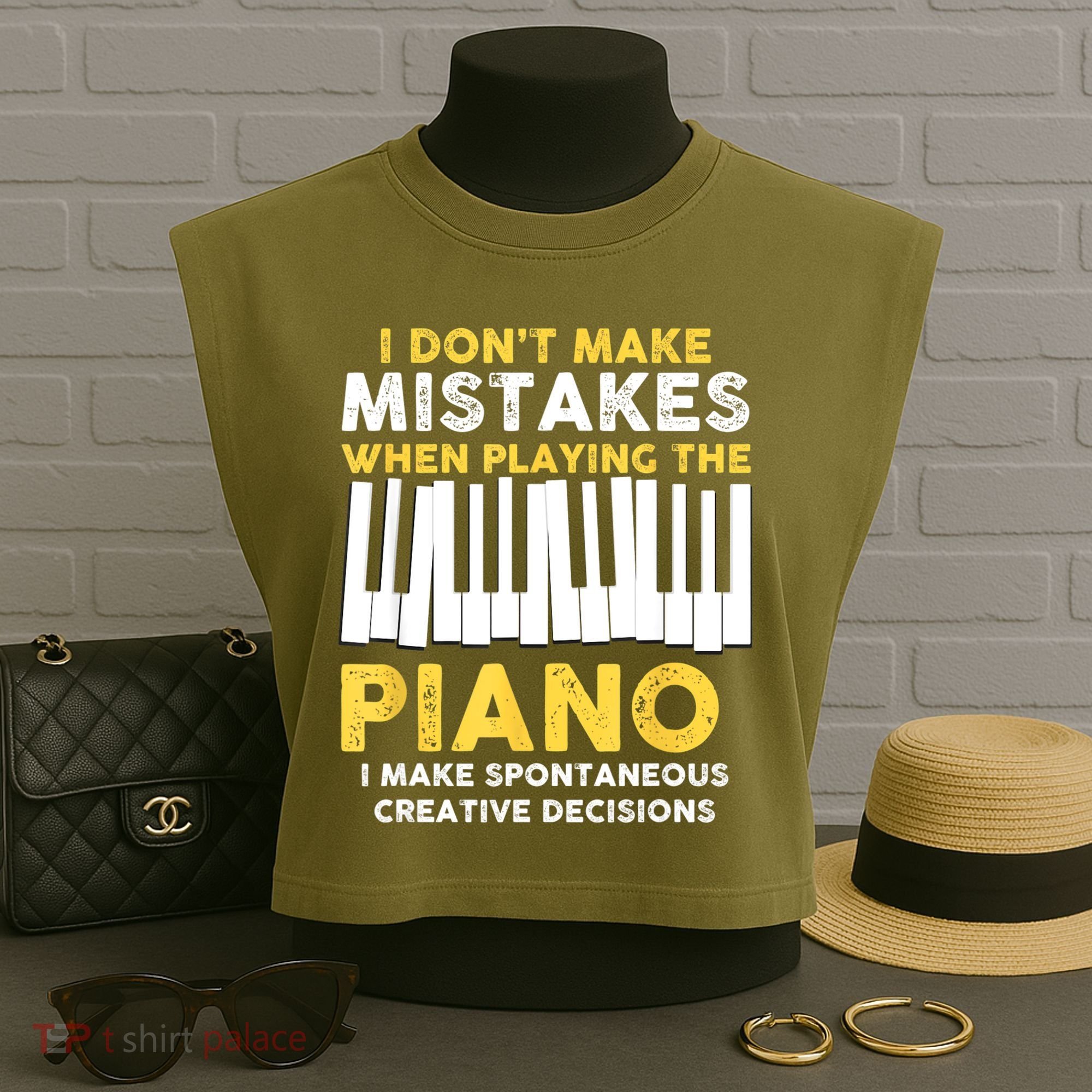I Don't Make Mistakes Piano Musician Humor Garment-Dyed Women's Muscle Tee