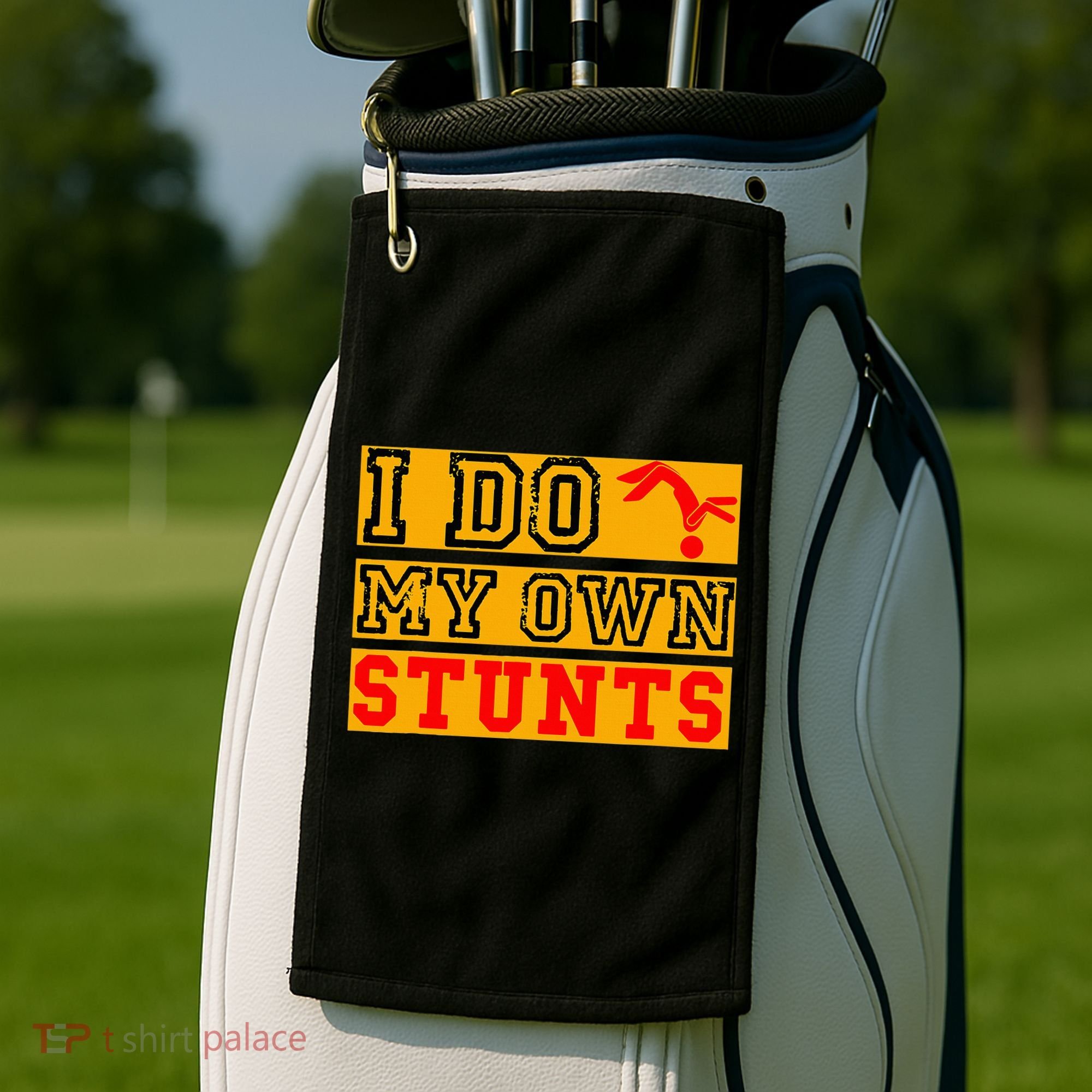 I Do My Own Stunts Funny Broken Bone Injury Get Well Golf Towel