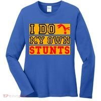 I Do My Own Stunts Funny Broken Bone Injury Get Well Women's Long Sleeve Shirt thumb 0