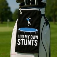 I do my own stunts funny trampoline gymnastic trampolinist gift Golf Towel thumb 2