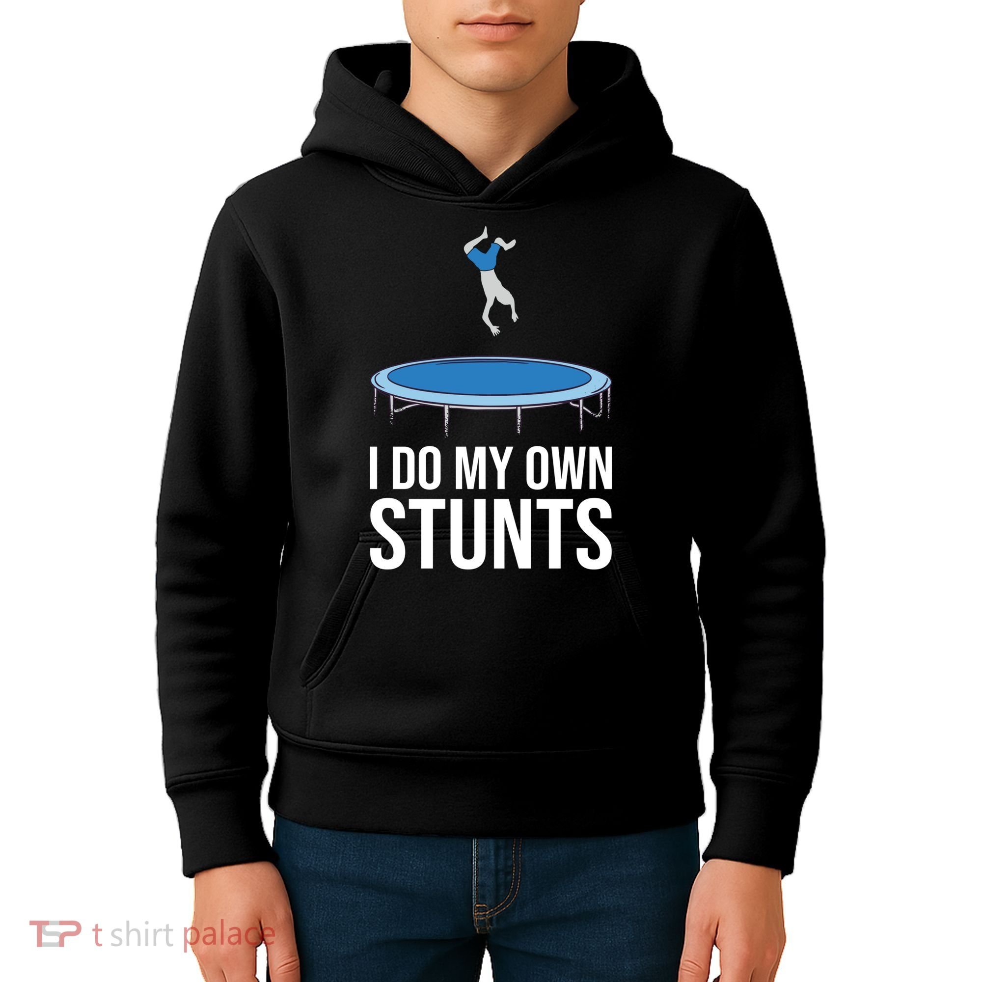 I do my own stunts funny trampoline gymnastic trampolinist gift Kids Hoodie