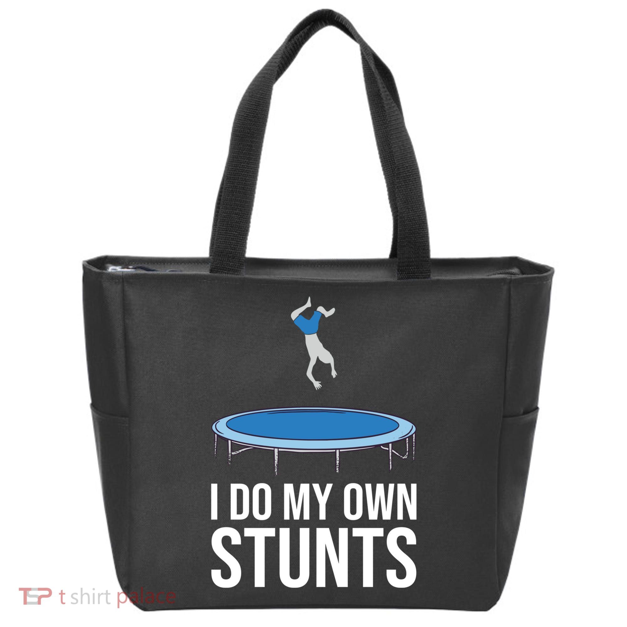 I do my own stunts funny trampoline gymnastic trampolinist gift Tote Bag