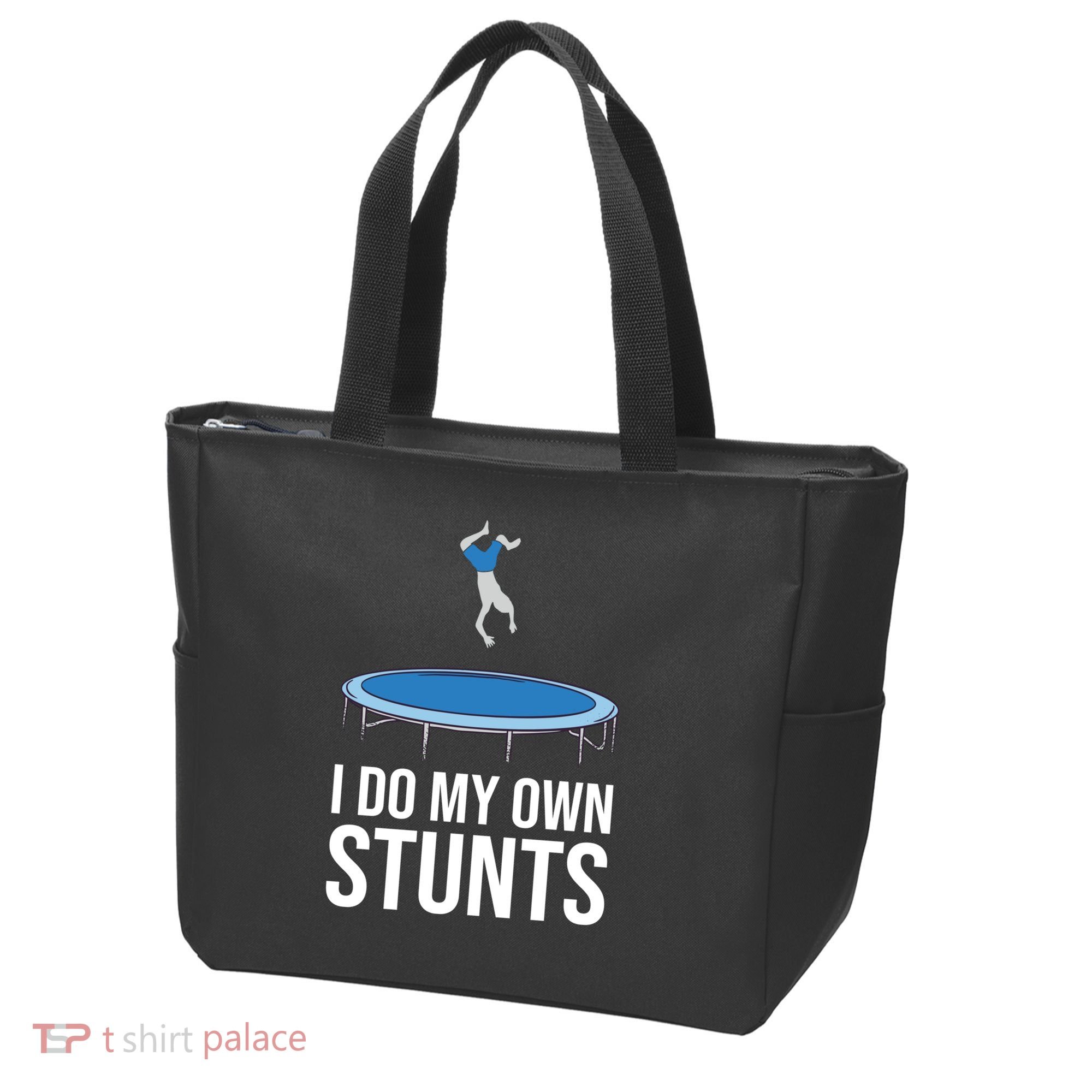 I do my own stunts funny trampoline gymnastic trampolinist gift Tote Bag