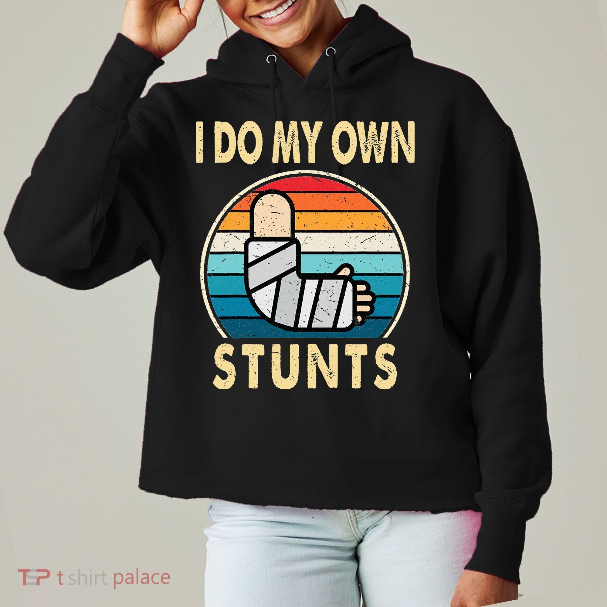 I Do My Own Stunts Broken Arm Injury Get Well Soon Ladies Heavyweight Boxy Pullover Hoodie