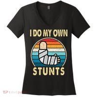 I Do My Own Stunts Broken Arm Injury Get Well Soon Women's V-Neck T-Shirt thumb 0