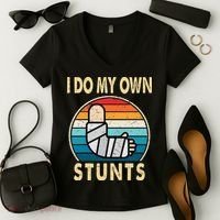 I Do My Own Stunts Broken Arm Injury Get Well Soon Women's V-Neck T-Shirt thumb 2