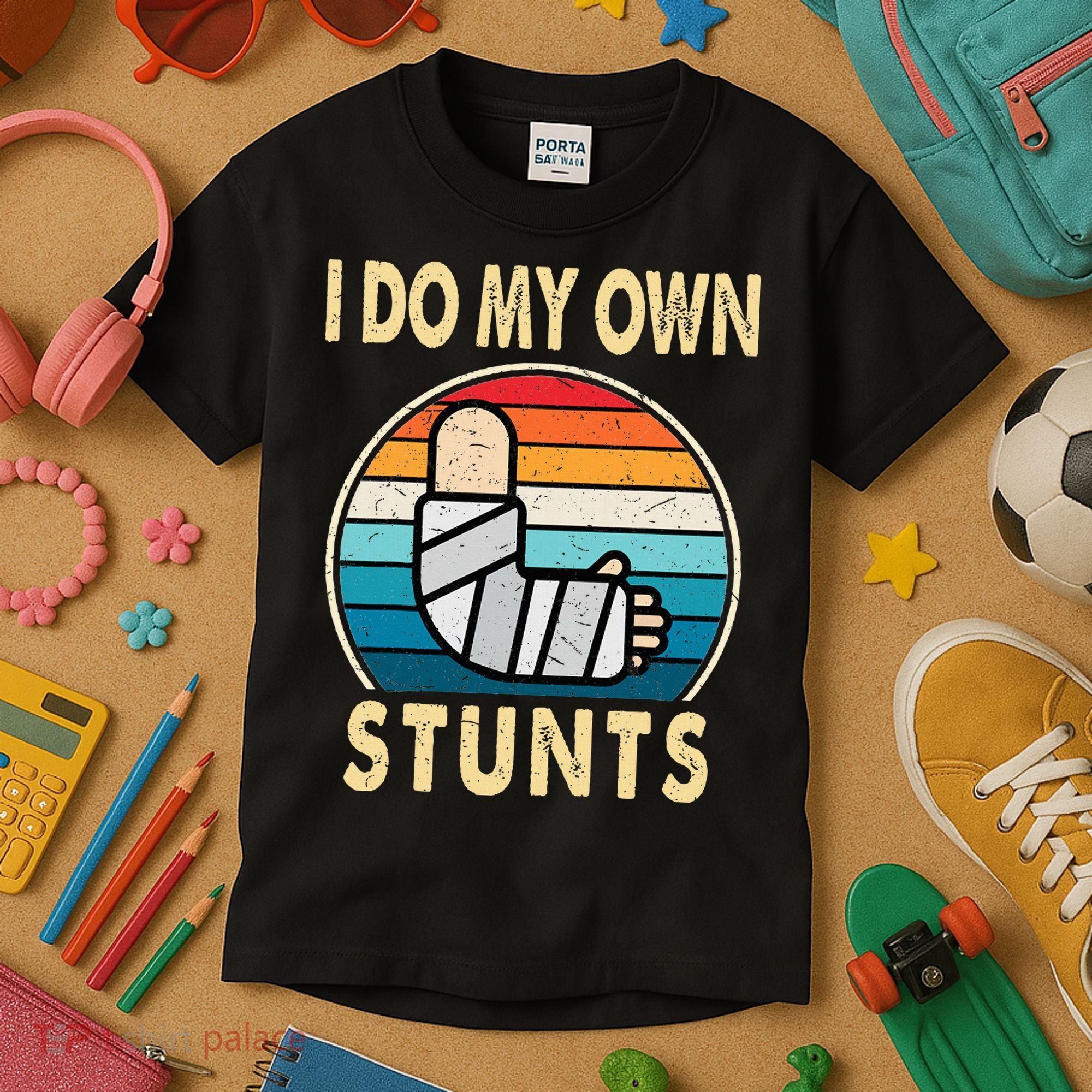 I Do My Own Stunts Broken Arm Injury Get Well Soon Kids T-Shirt