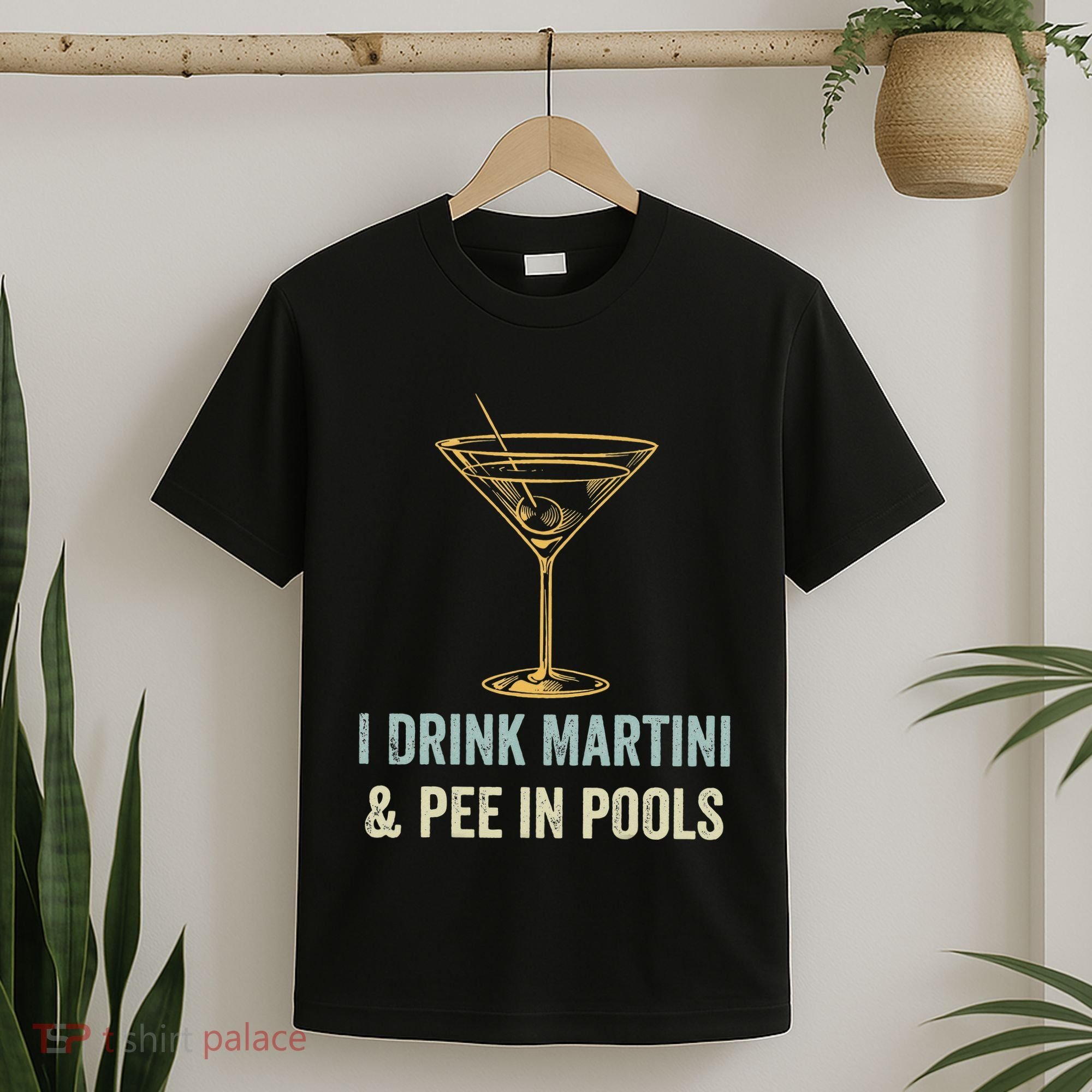 I Drink Martini and Pee In Pools Funny Pool Swimming Peeing T-Shirt