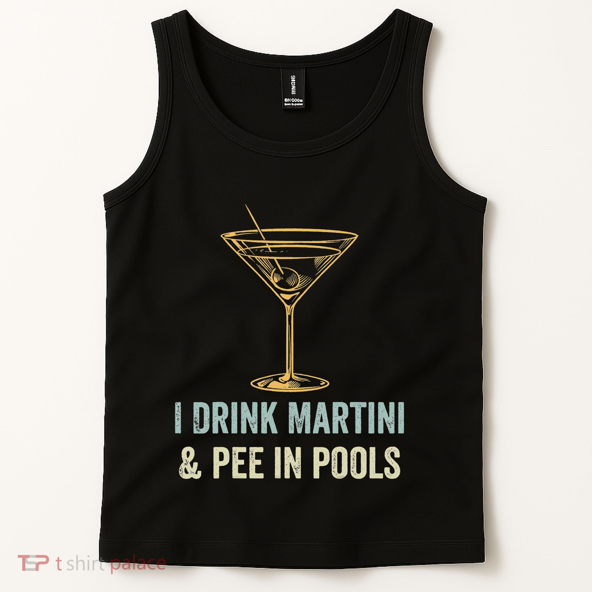 I Drink Martini and Pee In Pools Funny Pool Swimming Peeing Tank Top