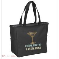 I Drink Martini and Pee In Pools Funny Pool Swimming Peeing Tote Bag thumb 2