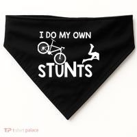 I Do My Own Stunts Funny Mountain Bike Biker Gift USA-Made Doggie Bandana thumb 0