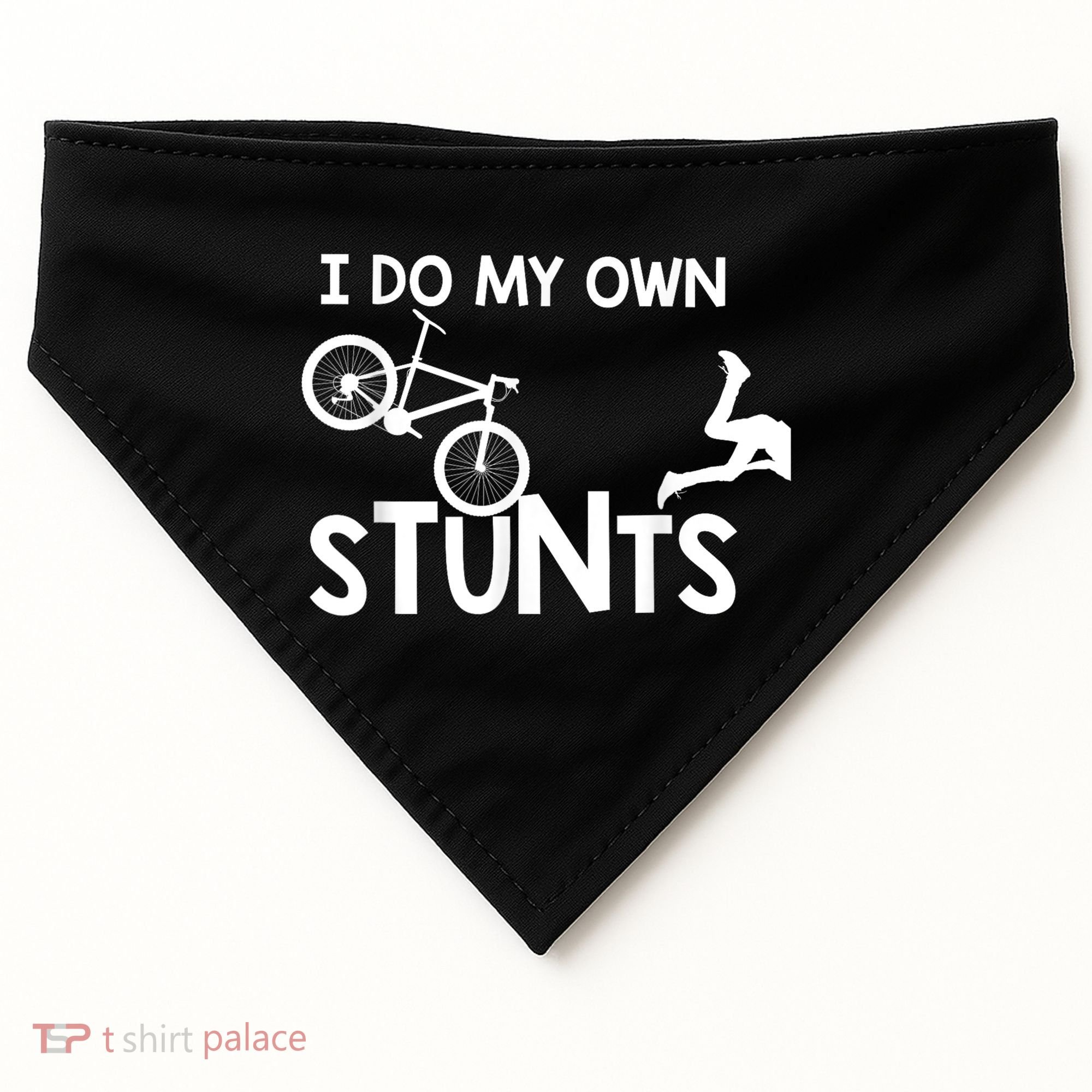 I Do My Own Stunts Funny Mountain Bike Biker Gift USA-Made Doggie Bandana