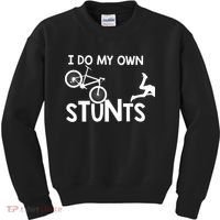 I Do My Own Stunts Funny Mountain Bike Biker Gift Kids Sweatshirt thumb 0