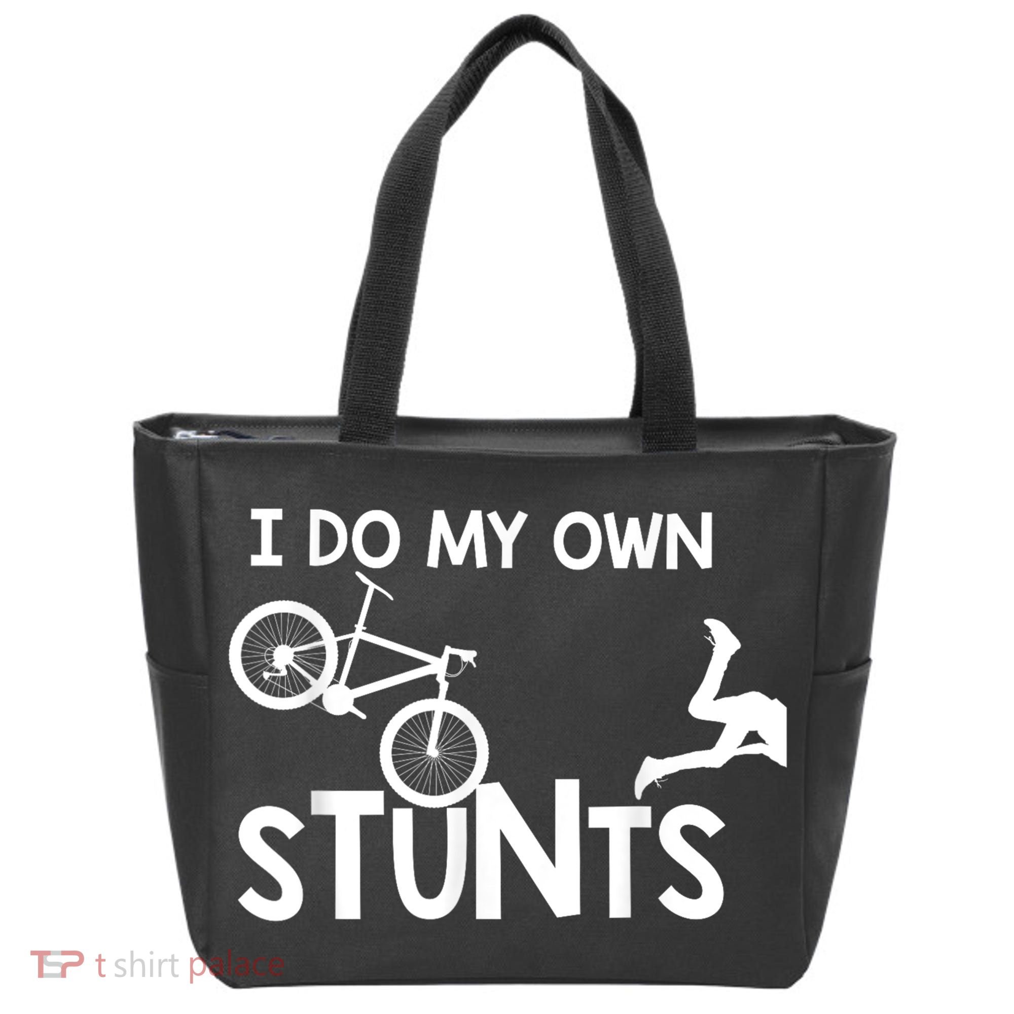 I Do My Own Stunts Funny Mountain Bike Biker Gift Tote Bag